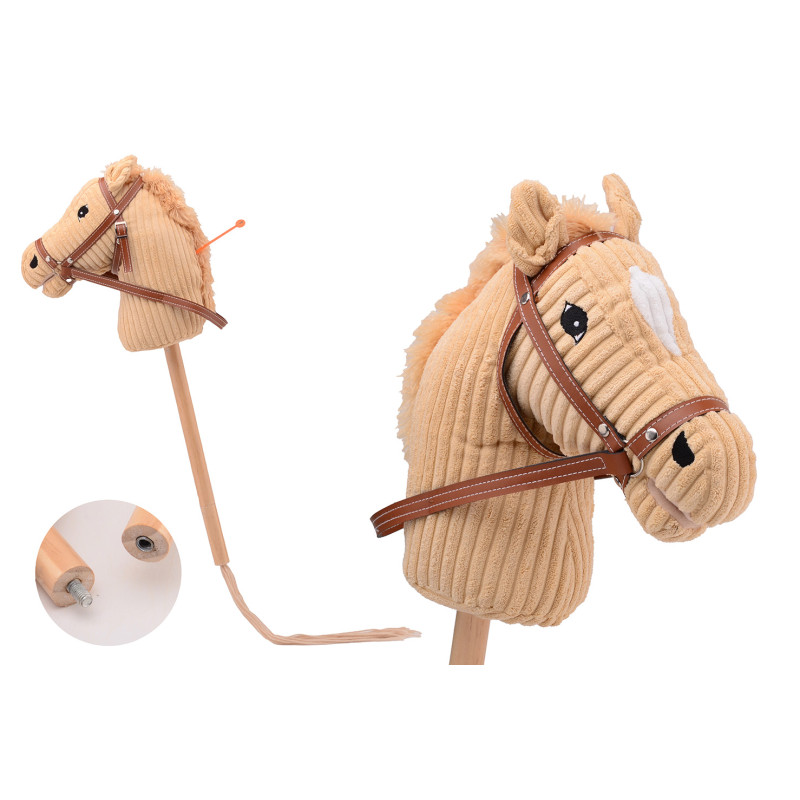 Stokpaard kort met staart en geluid Holly Horse corduroy licht Stokpaard kort met staart en geluid Holly Horse corduroy licht
