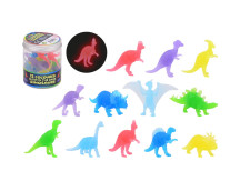 Glow in the dark gekleurde dino's in koker, 12 stuks