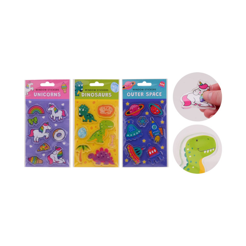 Raamstickers herbruikbaar, 3 assortie Raamstickers herbruikbaar, 3 assortie