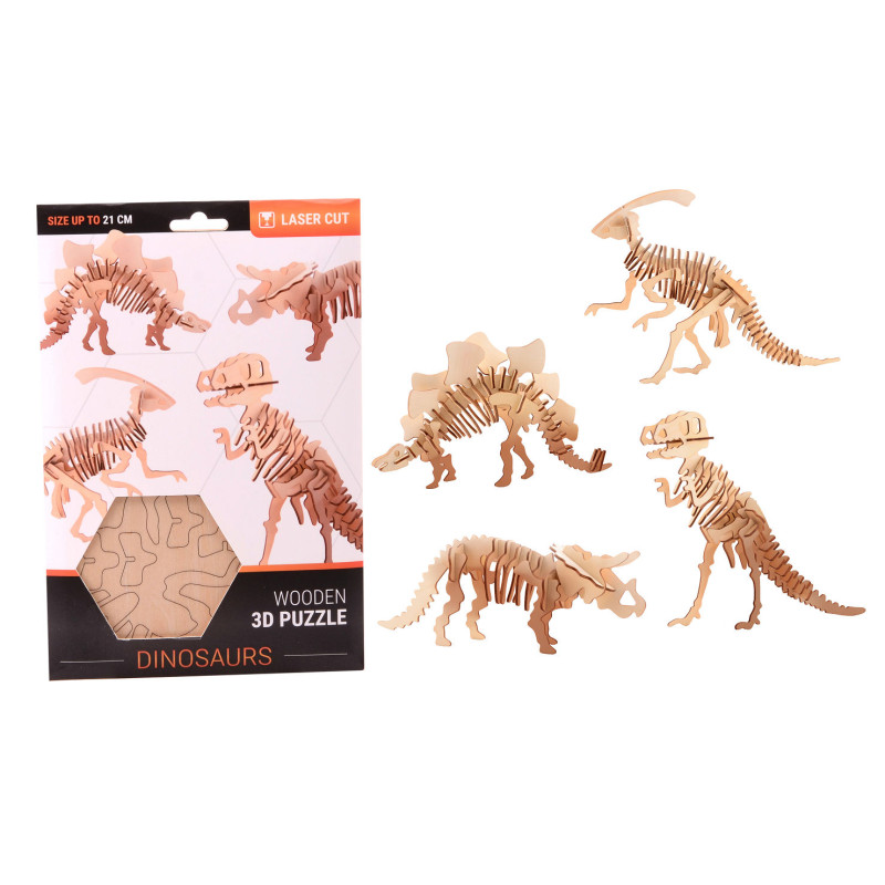 Houten 3D Dinosaurus puzzel (4 ass.) Houten 3D Dinosaurus puzzel (4 ass.)