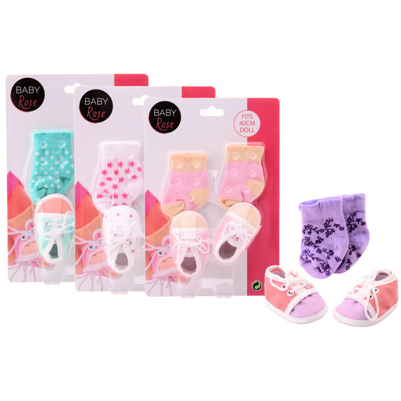 Baby rose poppensokken/schoenen (4 ass.)