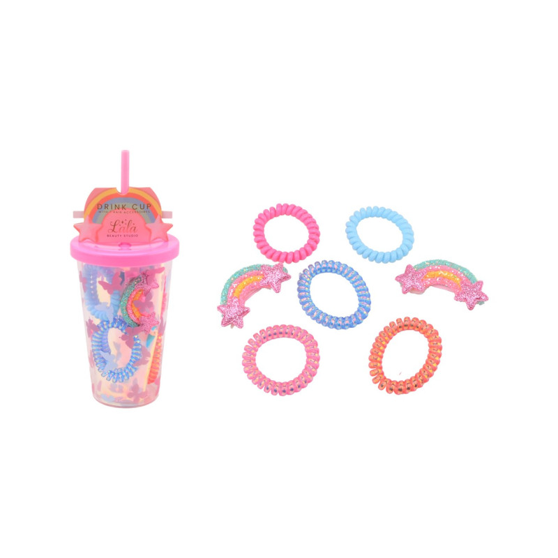 LaLa - Haar accessoires in drink beker, 2 assorti