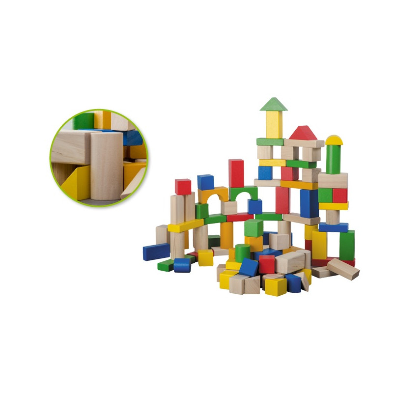 Jouéco - Houten blokken in ton (100st.) Jouéco - Houten blokken in ton (100st.)