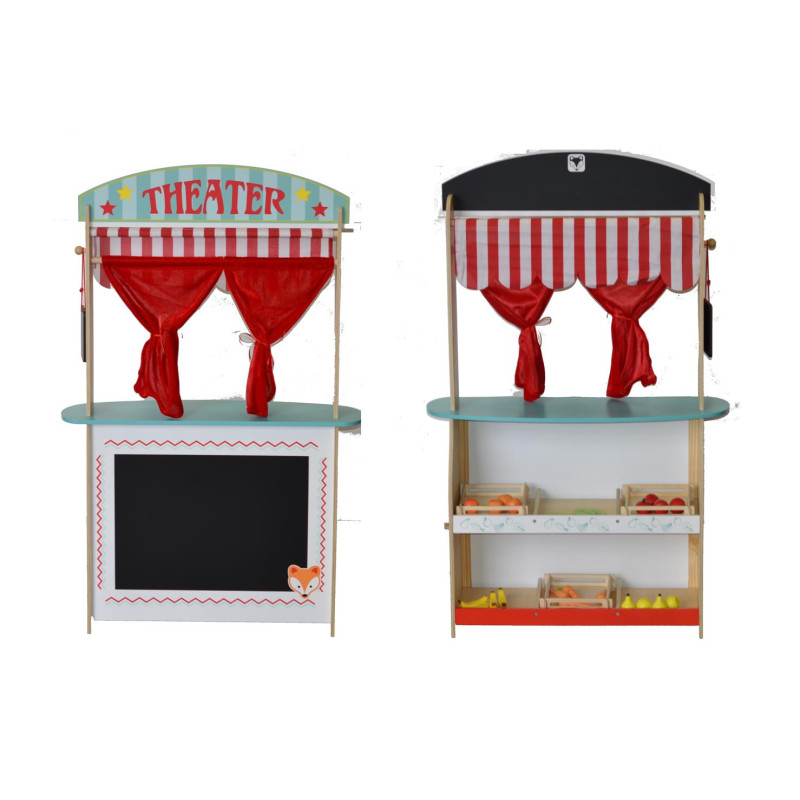 Jouéco - Houten 2-in-1 theater/winkel + acc. Jouéco - Houten 2-in-1 theater/winkel + acc.