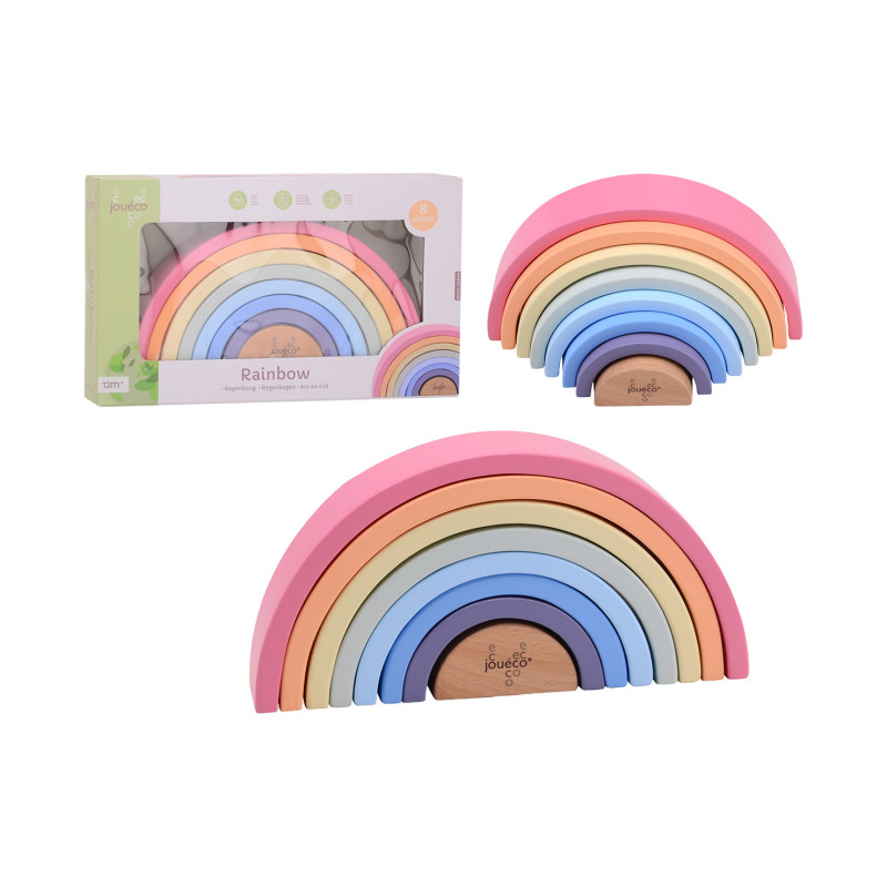 Jouéco - Houten regenboog pastel (8-delig) Jouéco - Houten regenboog pastel (8-delig)