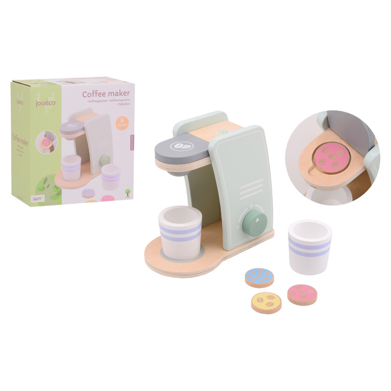 Jouéco - Houten koffieapparaat pastel Jouéco - Houten koffieapparaat pastel