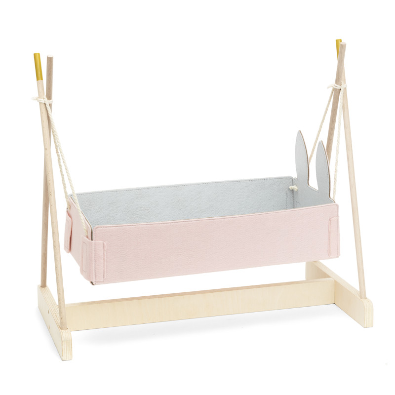 Houten poppenschommelwieg Houten poppenschommelwieg