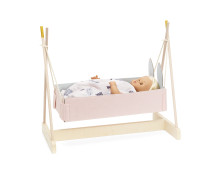 Houten poppenschommelwieg Houten poppenschommelwieg