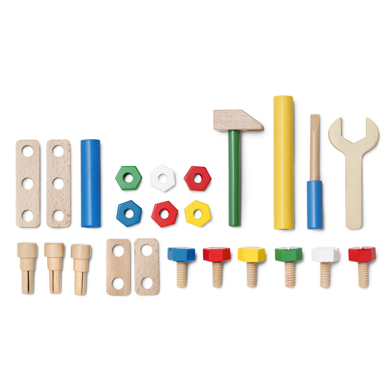 Houten gereedschapskist/constructieset (25-delig) Houten gereedschapskist/constructieset (25-delig)