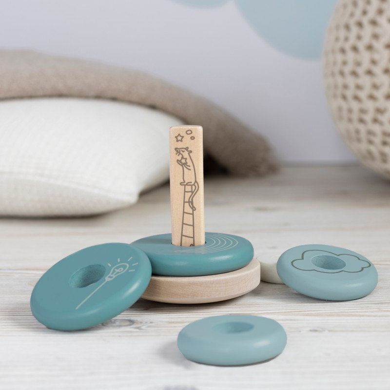 Houten stapelring (blauw) Houten stapelring (blauw)