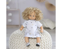 Poppenkleding jurk met stippen (36-40cm)