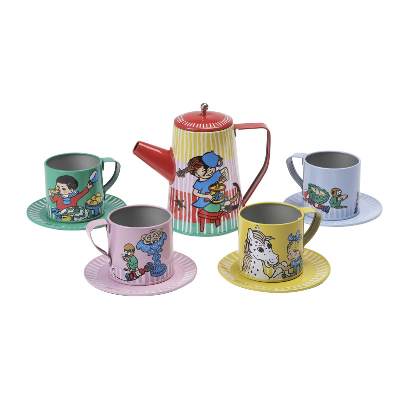 Pippi Langkous - Tinnen theeservies Pippi Langkous - Tinnen theeservies