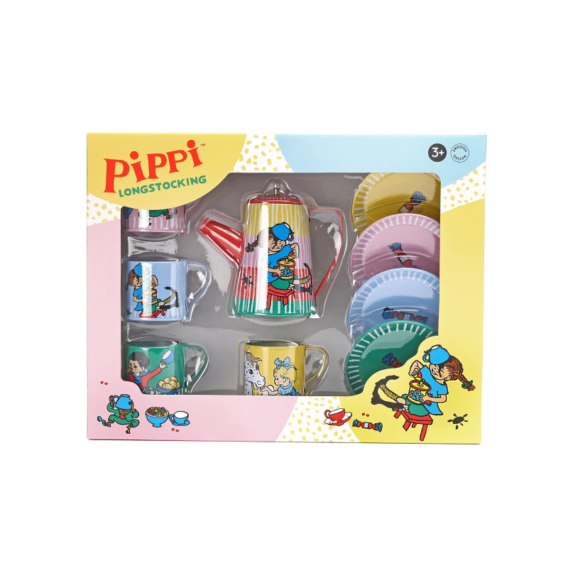 Pippi Langkous - Tinnen theeservies Pippi Langkous - Tinnen theeservies