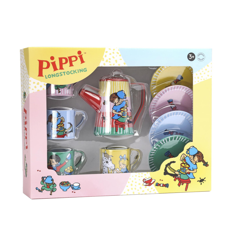 Pippi Langkous - Tinnen theeservies Pippi Langkous - Tinnen theeservies