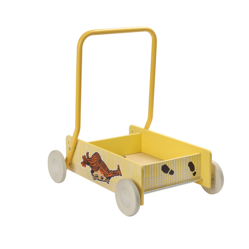 Pippi houten loopwagen geel Pippi houten loopwagen geel