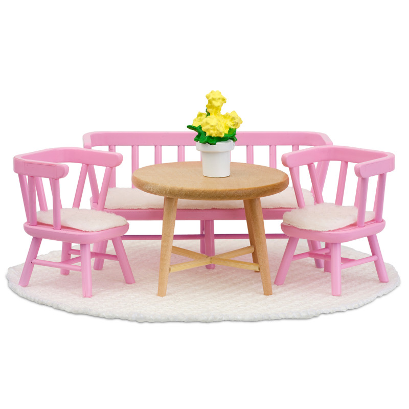 Set - Eethoek (roze/hout)