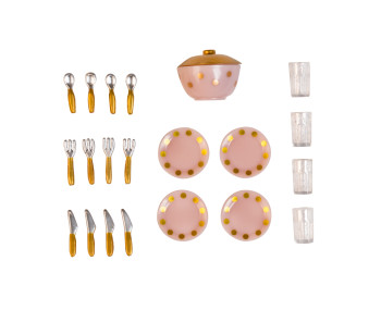 Set - Eetservies (roze/goud)