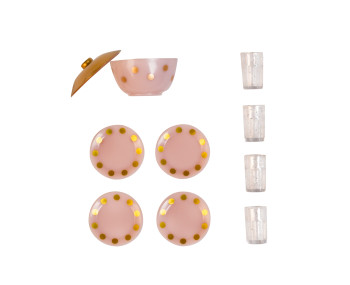Set - Eetservies (roze/goud)