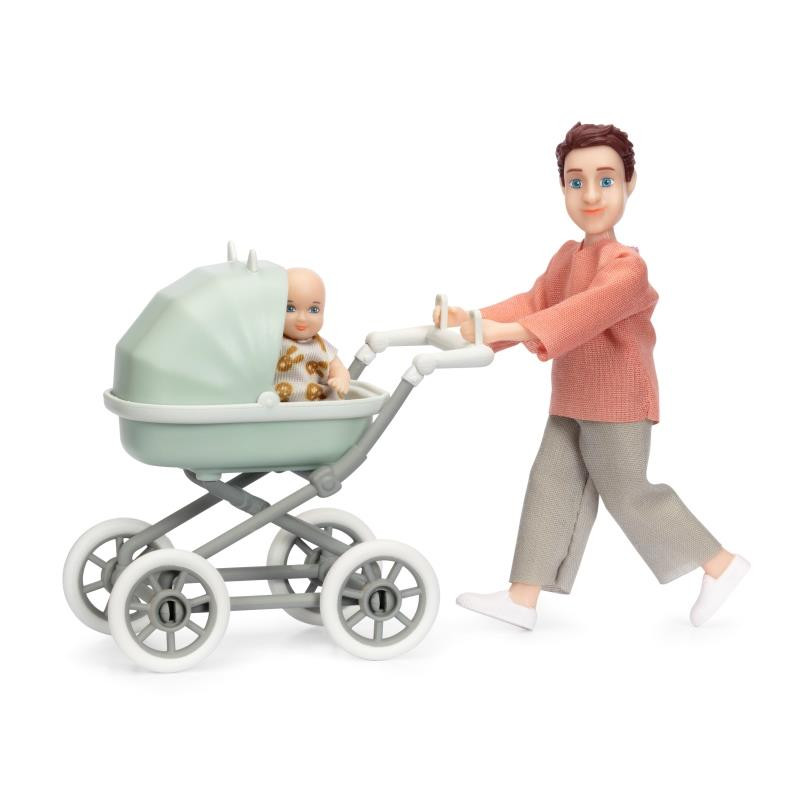 Set - Speelfiguur man met kinderwagen en baby Set - Speelfiguur man met kinderwagen en baby