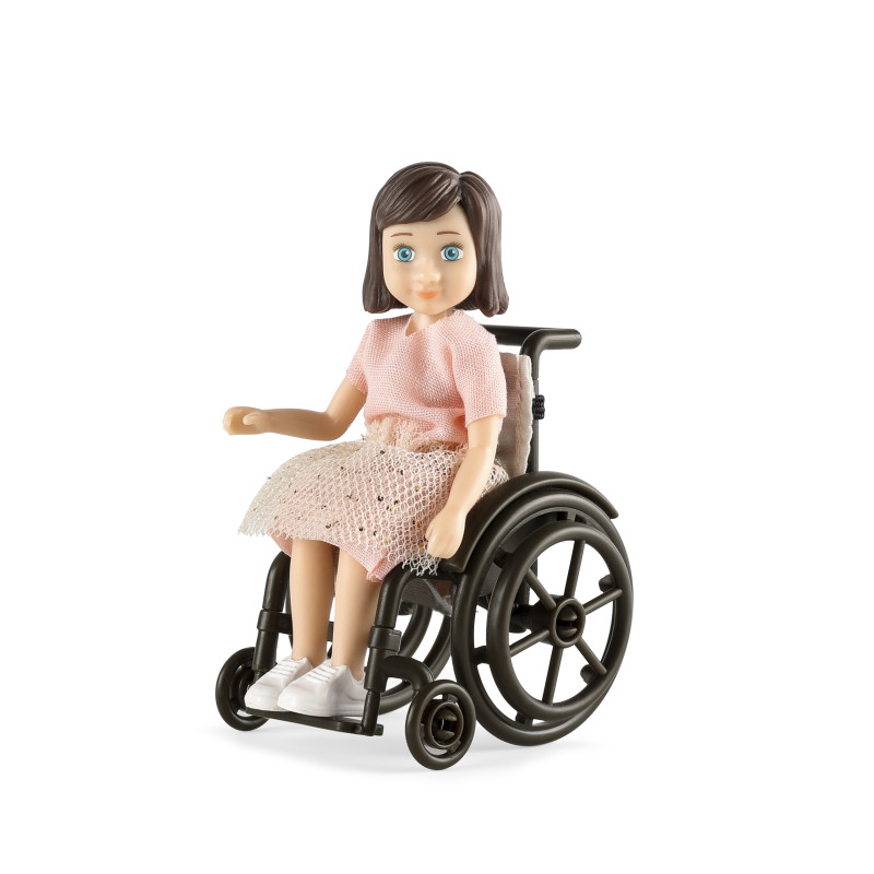 Poppenhuisfiguur Lourdes met rolstoel Poppenhuisfiguur Lourdes met rolstoel