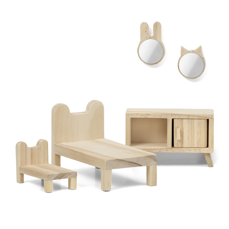 Houten poppenhuismeubels DIY - slaapkamer Houten poppenhuismeubels DIY - slaapkamer