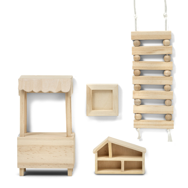 Houten poppenhuismeubels DIY - spelenset Houten poppenhuismeubels DIY - spelenset