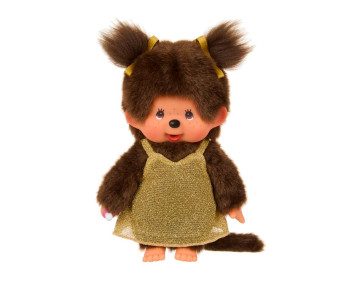 Meisje in gouden glitterjurk (20 cm)