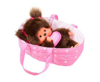 Monchhichi in draagmand (20 cm)