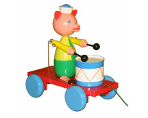 Trekfiguur varken met trommel (gekleurd)