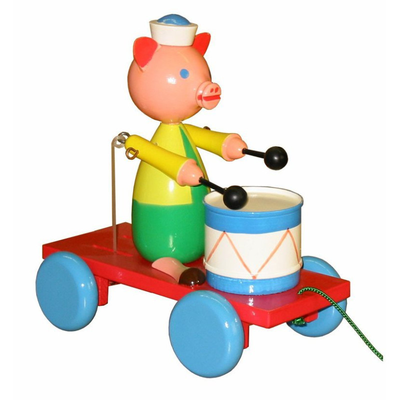 Trekfiguur varken met trommel (gekleurd)