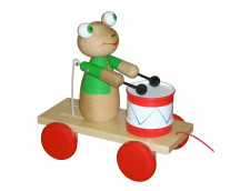 Trekfiguur kikker met trommel (gekleurd)