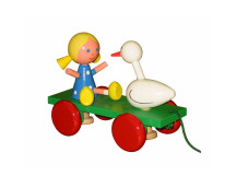 Trekfiguur meisje met gans (gekleurd)