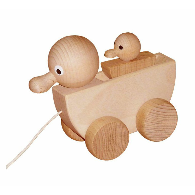 Trekfiguur eend met jong (naturel) Trekfiguur eend met jong (naturel)