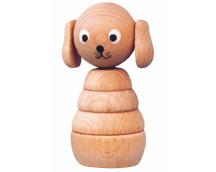 Houten stapelring hond (naturel)