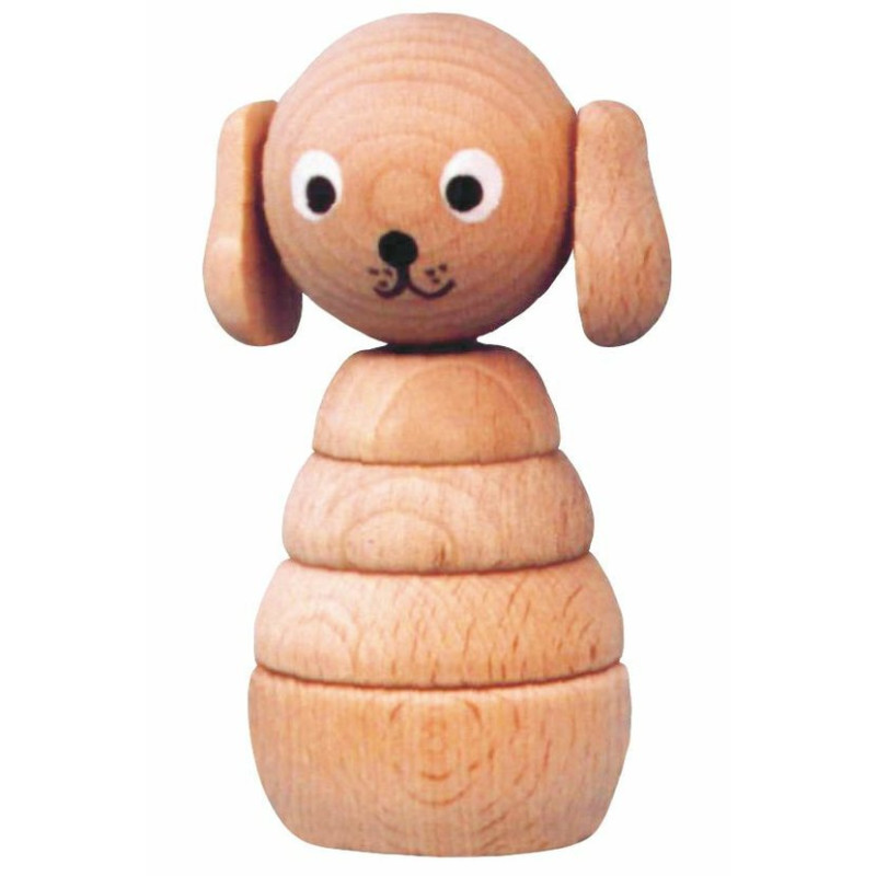 Houten stapelring hond (naturel)