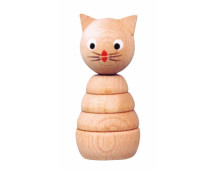 Houten stapelring kat (naturel)