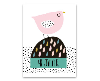 Wenskaart - Meisje 4 jaar