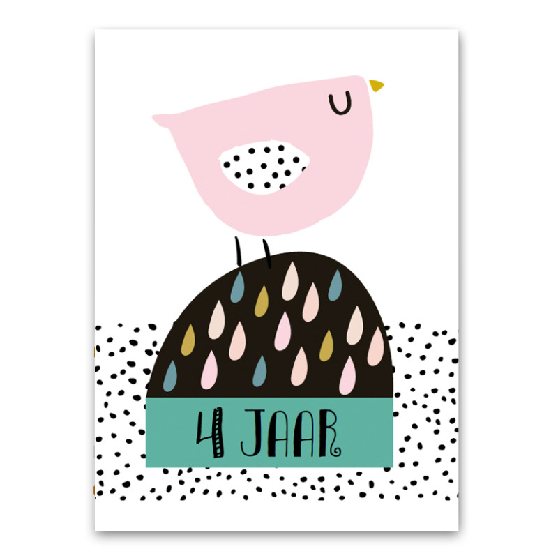 Wenskaart - Meisje 4 jaar Wenskaart - Meisje 4 jaar