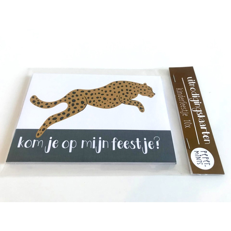 Uitnodigingskaartjes Panter (10 stuks in zak) Uitnodigingskaartjes Panter (10 stuks in zak)