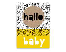Wenskaart - Hallo baby (geel)