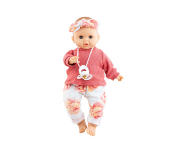 Pop Sonia (roze/bloemprint) met mechanisme (36 cm)