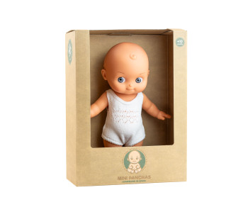 Pop Mini Pancha (witte romper/grijze ogen) 28cm