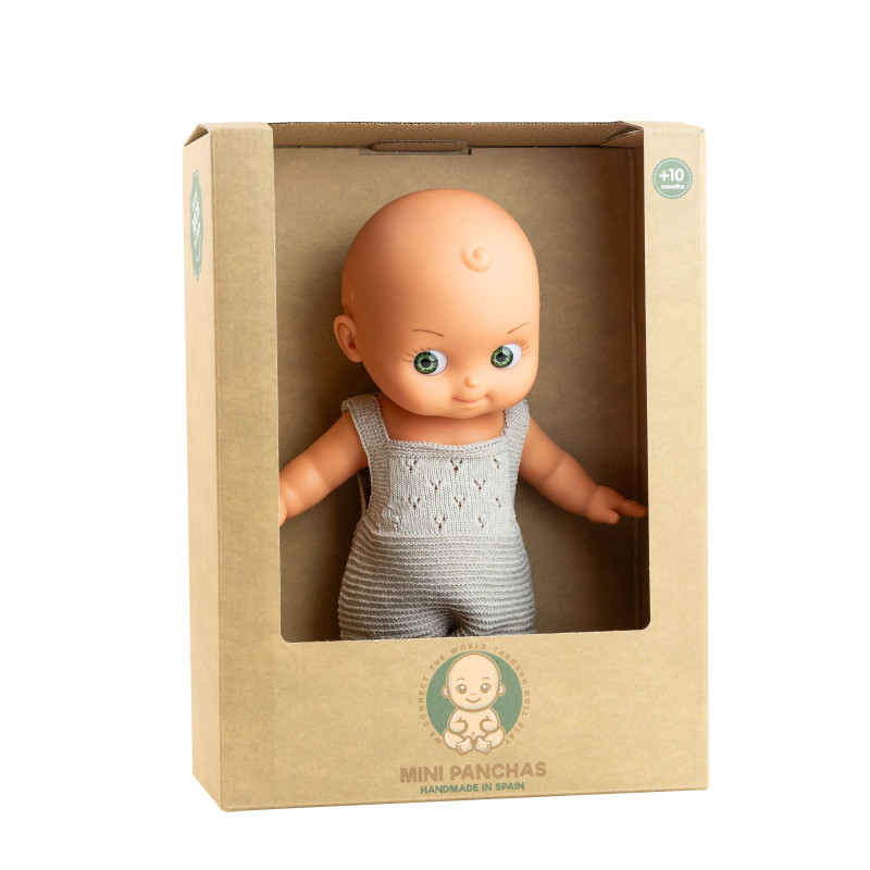 Pop Mini Pancha (grijze romper/groene ogen) 28cm Pop Mini Pancha (grijze romper/groene ogen) 28cm