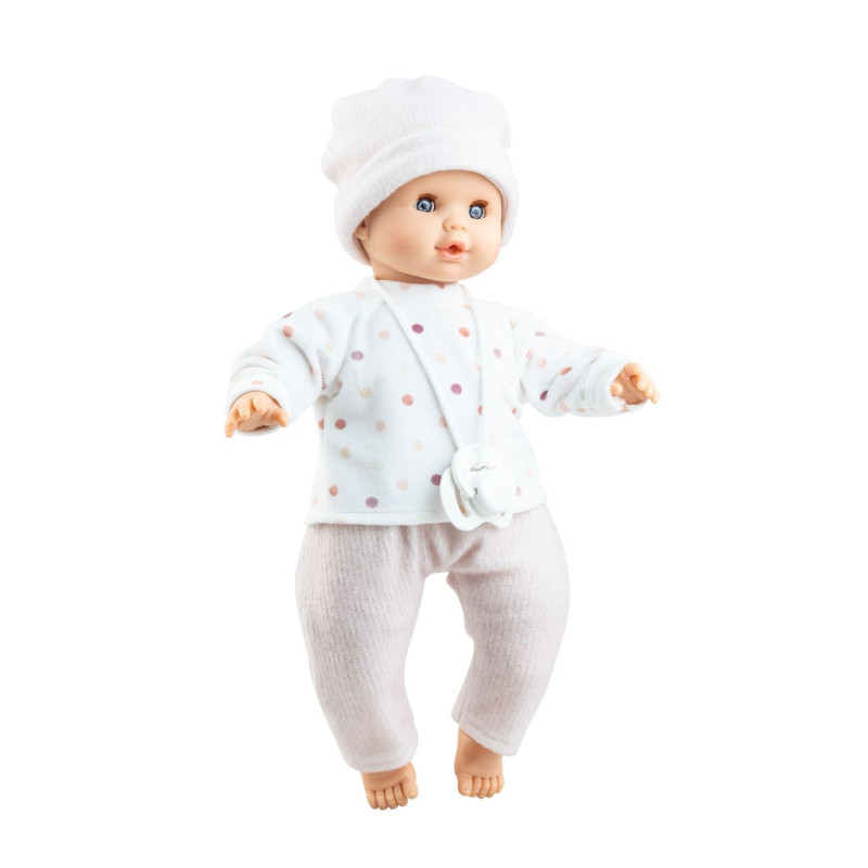 Pop Alex (shirt met stippen) zonder mechanisme (36 cm)
Pop Alex (shirt met stippen) zonder mechanisme (36 cm)