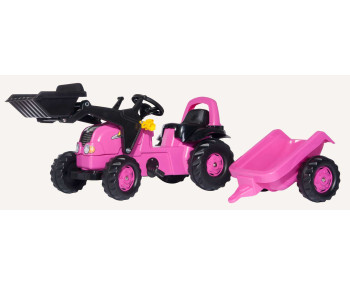 Kid Junior roze met voorlader en aanhanger