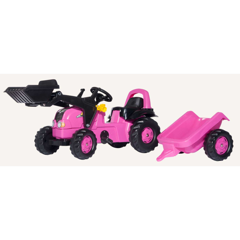 Kid Junior roze met voorlader en aanhanger