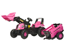 Junior met voorlader + aanhanger roze
