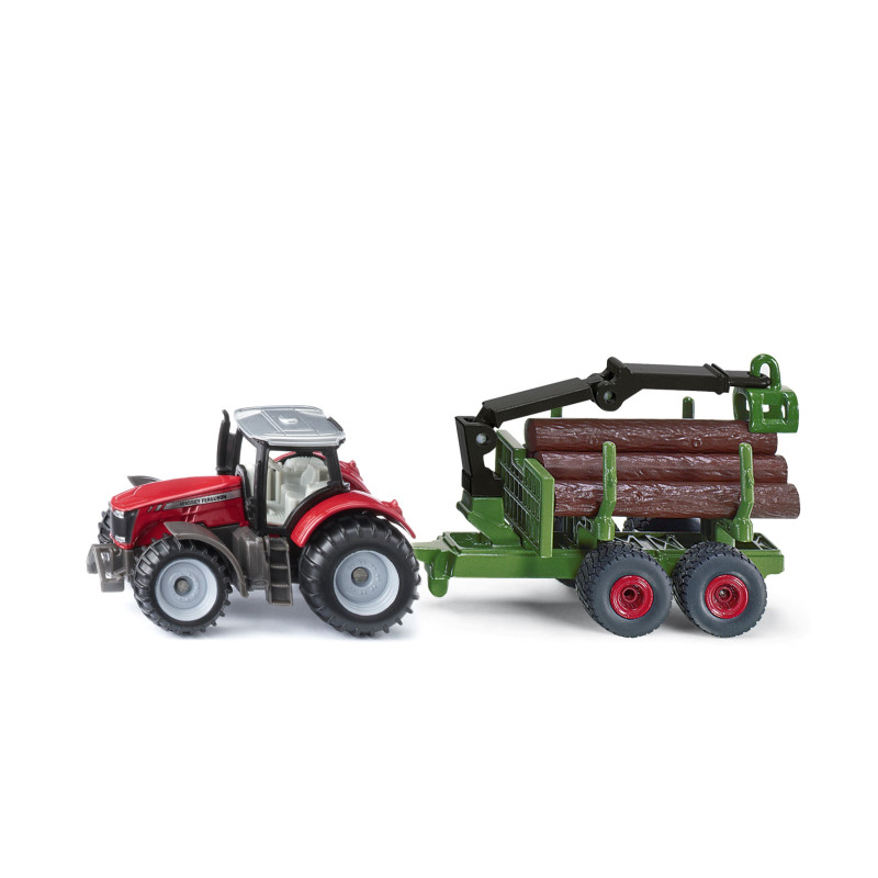 Massey Ferguson met houttrailer Massey Ferguson met houttrailer