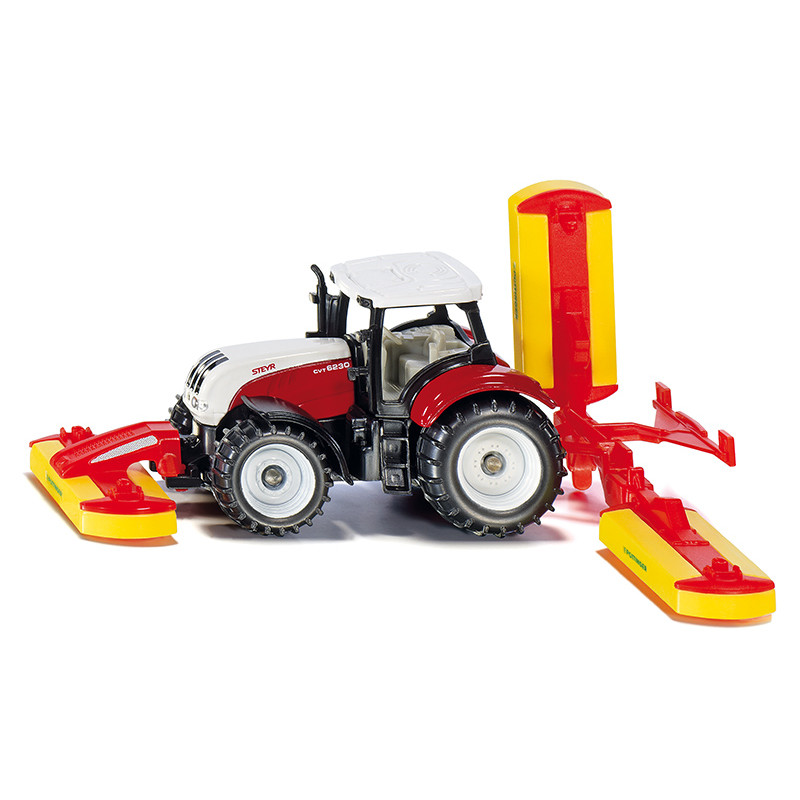 Steyr tractor + Pöttinger maaicombinatie Steyr tractor + Pöttinger maaicombinatie