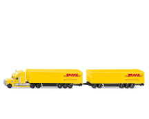 Lange truck met aanhanger (1:87)